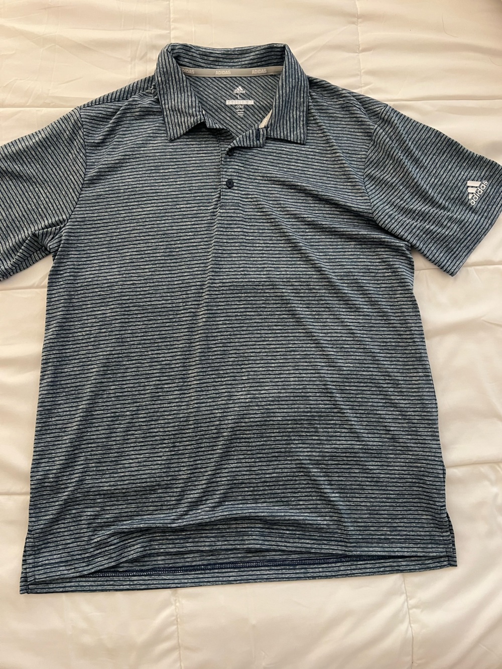 adidas Men’s Navy and Light Gray Striped Polo Shirt